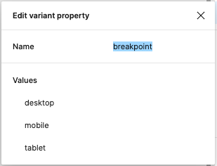 Adding breakpoint property in Figma